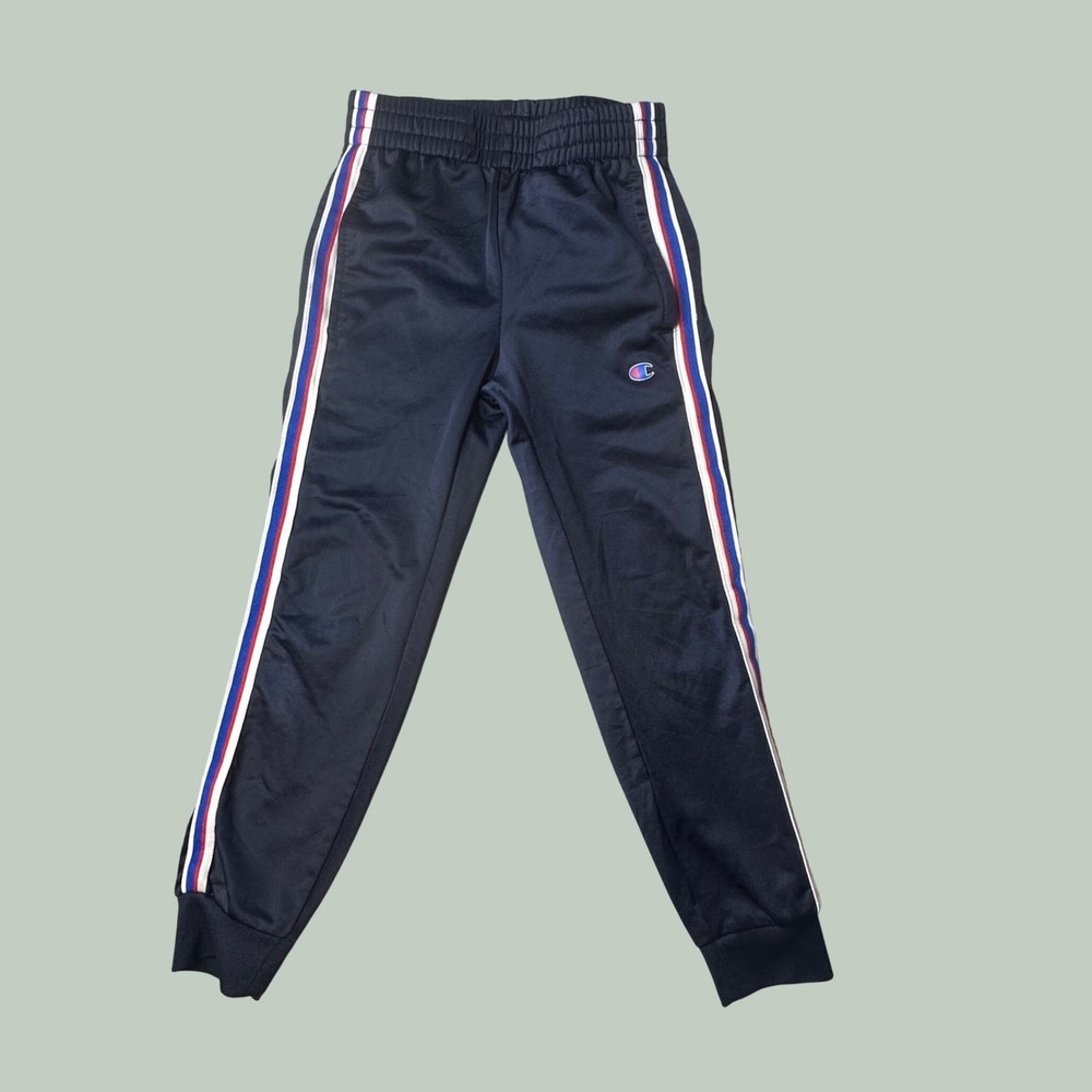Champion Track Pants Boys Size 6 Navy Blue Side Stripe Jogger Athleisure Kids